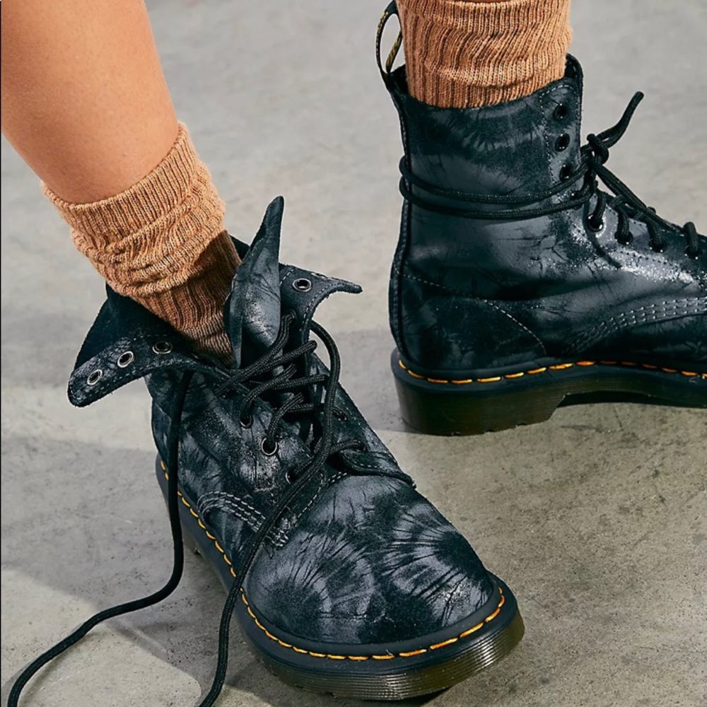 DR. MARTENS Black Suede TieDye 1460 Pascal Boots